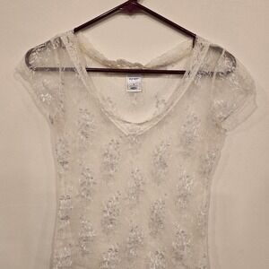 Coquette Sheer Lace Balletcore Top | Y2K Romantic Blouse Small